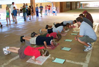 Students doing push-ups for fitness test