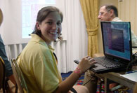 Student intern at laptop